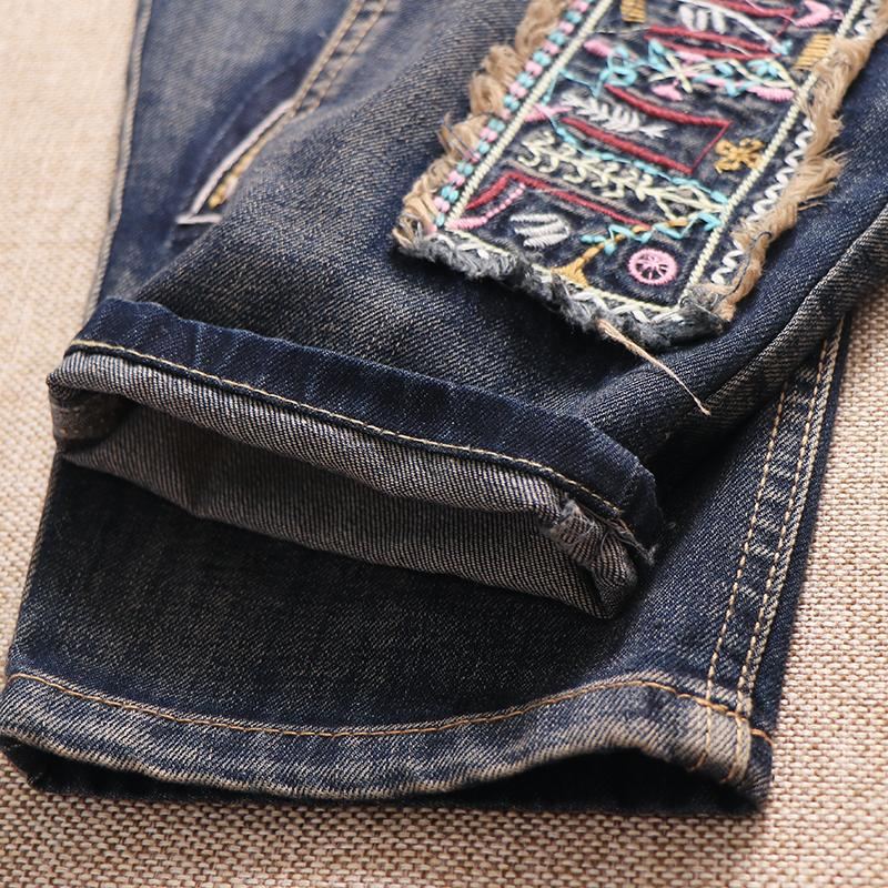 Patch Retro Loose Casual Raka Jeansbyxor