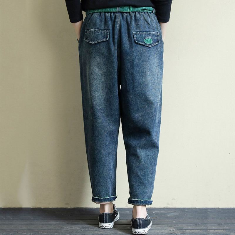 Retro Loose Casual Bälte Washed Velvet Jeans