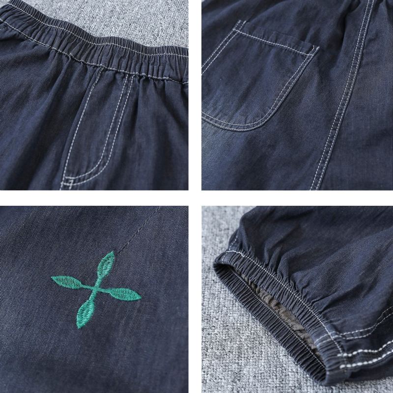 Sommar Retro Broderi Bomullsjeans