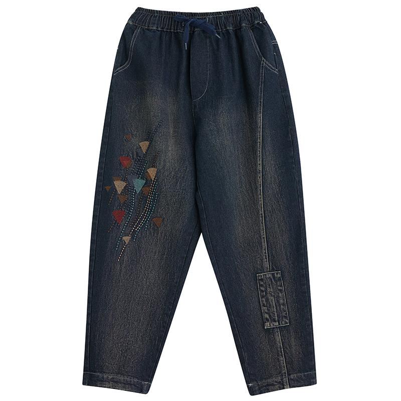 Vår Höst Retro Casual Broderi Bomullsjeans