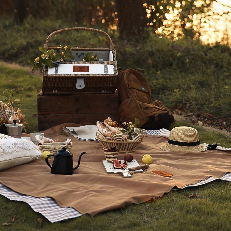 Bärbar Fuktsäker Picknickmatta Linne