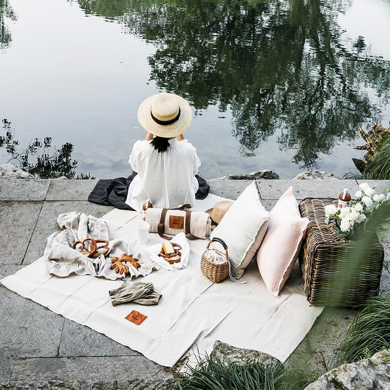 Bärbar Fuktsäker Picknickmatta Linne