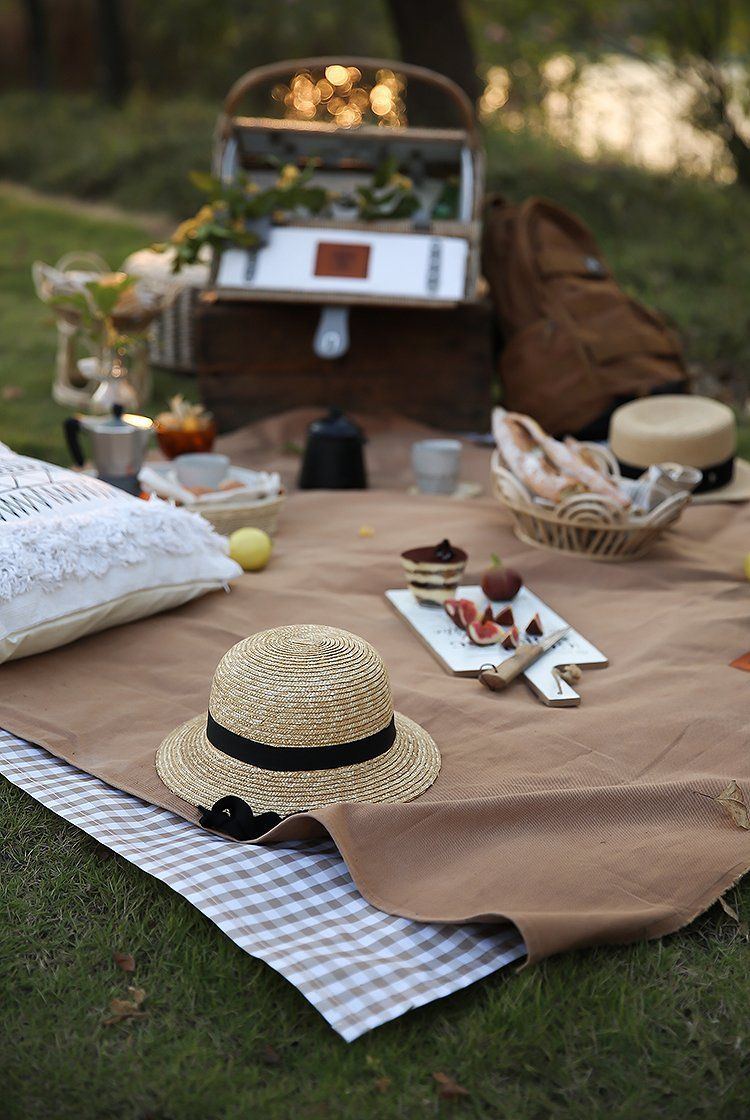 Bärbar Fuktsäker Picknickmatta Linne