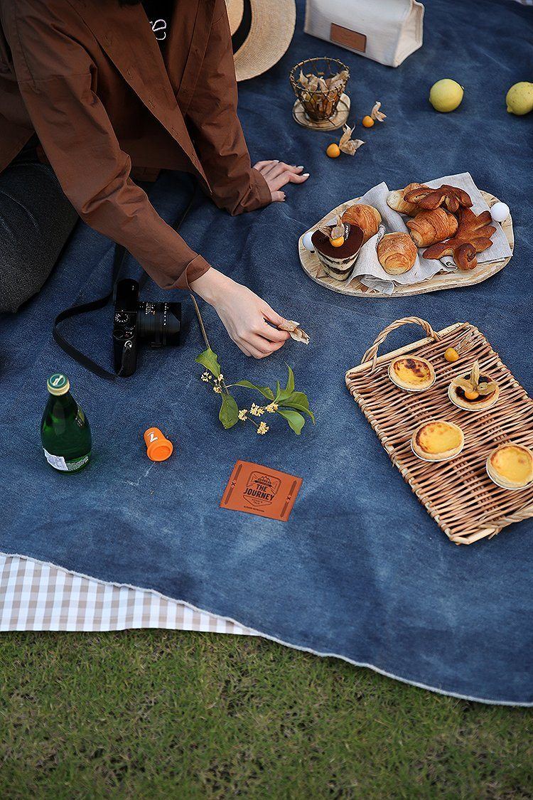 Bärbar Fuktsäker Picknickmatta Linne