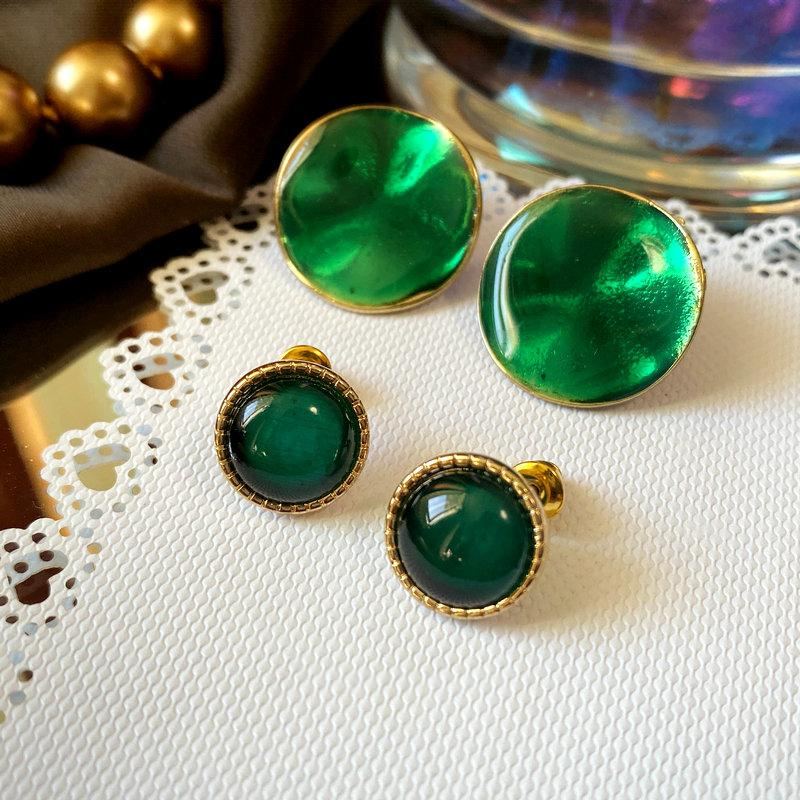 Emerald Vintage Green French Örhängen