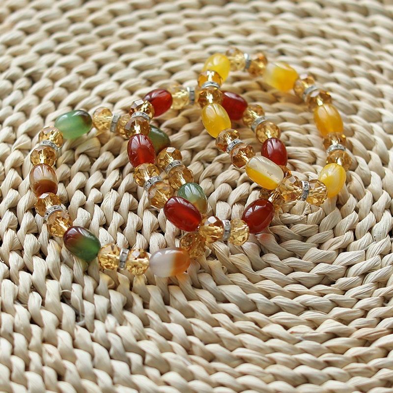 Retro Beaded Handgjorda Crystal Agate Armband