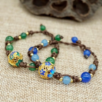 Retro Etnisk Cloisonne Chalcedony Armband