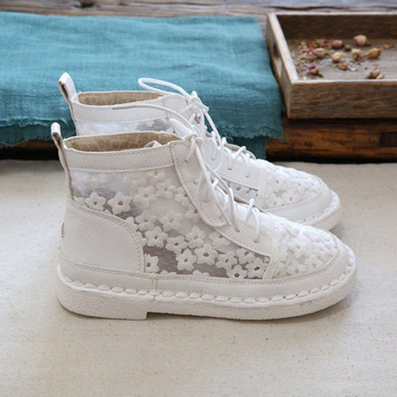 Daisy Broderad Mesh Andas Platta Skor Sandaler Boots