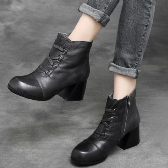 Dam Retro Rund Toe Chunky Heel Boots