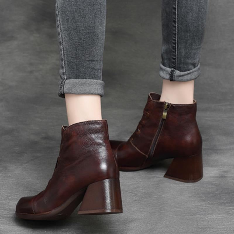 Dam Retro Rund Toe Chunky Heel Boots