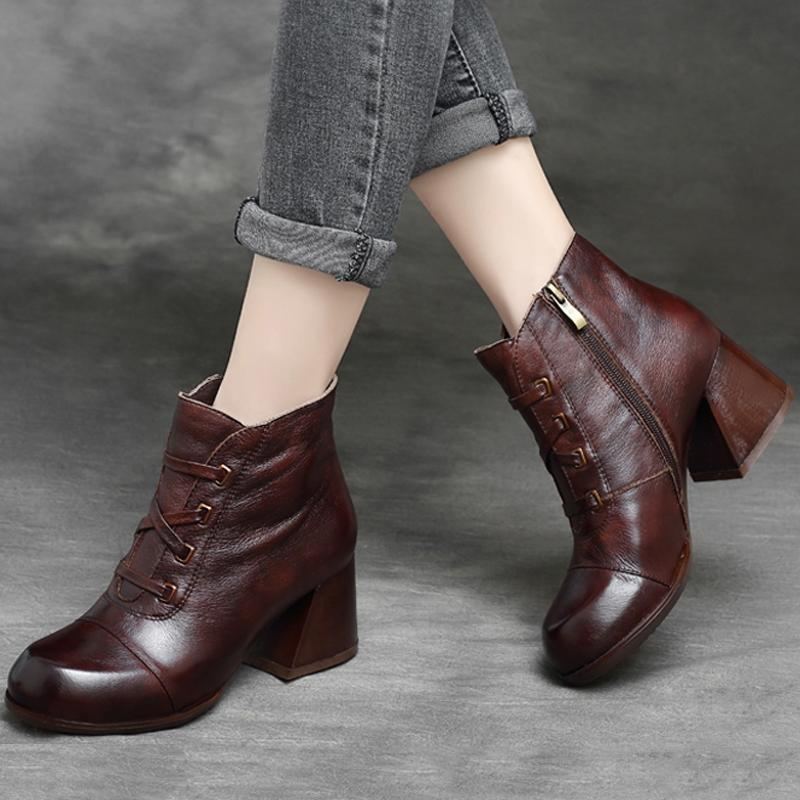 Dam Retro Rund Toe Chunky Heel Boots