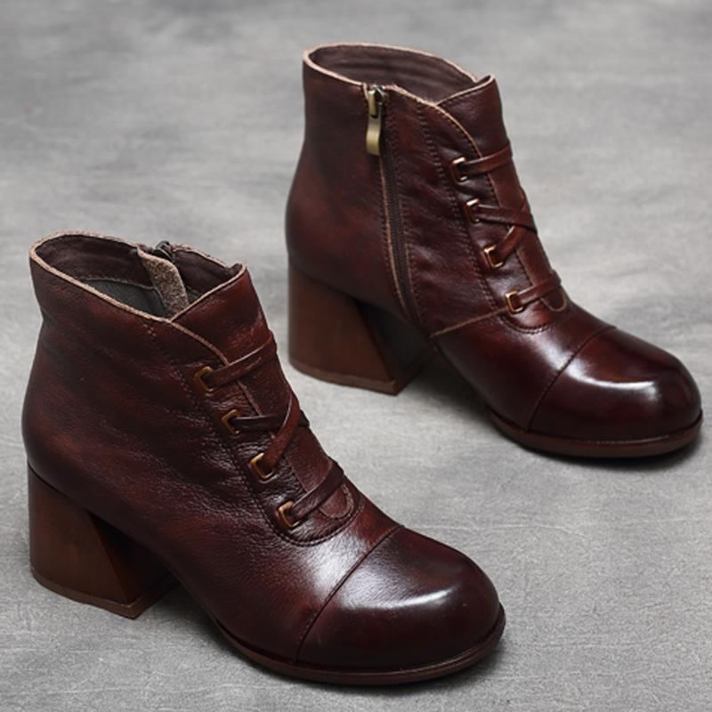 Dam Retro Rund Toe Chunky Heel Boots