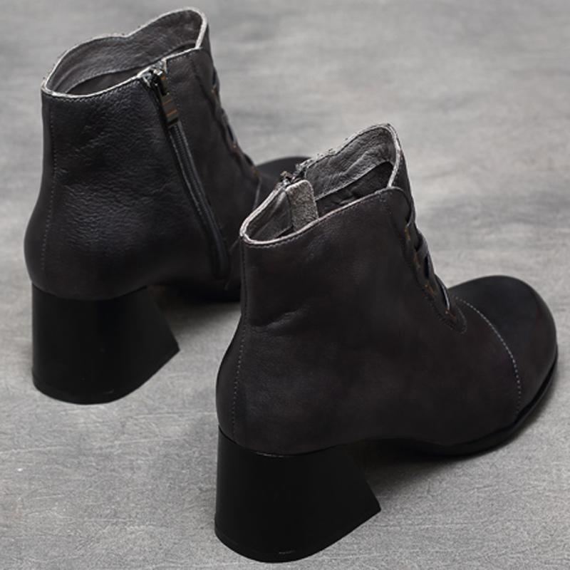 Dam Retro Rund Toe Chunky Heel Boots