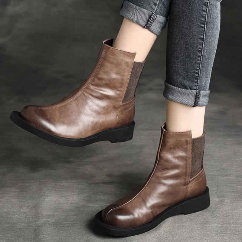 Dam Retro Rund Toe Flat Paneled Martin Boots Stövlar