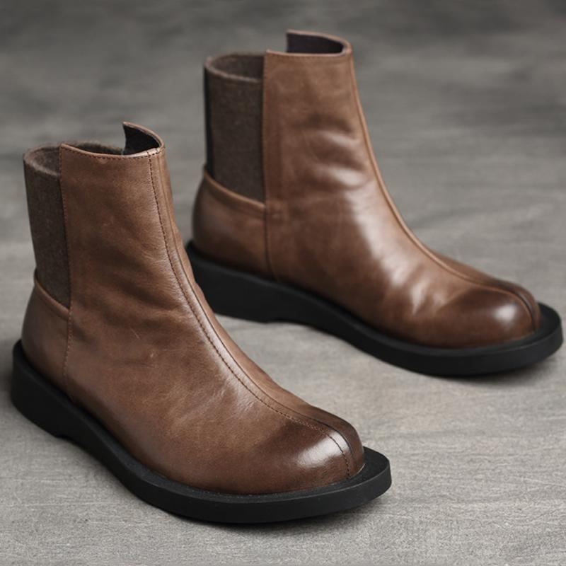 Dam Retro Rund Toe Flat Paneled Martin Boots Stövlar