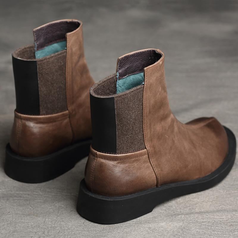 Dam Retro Rund Toe Flat Paneled Martin Boots Stövlar