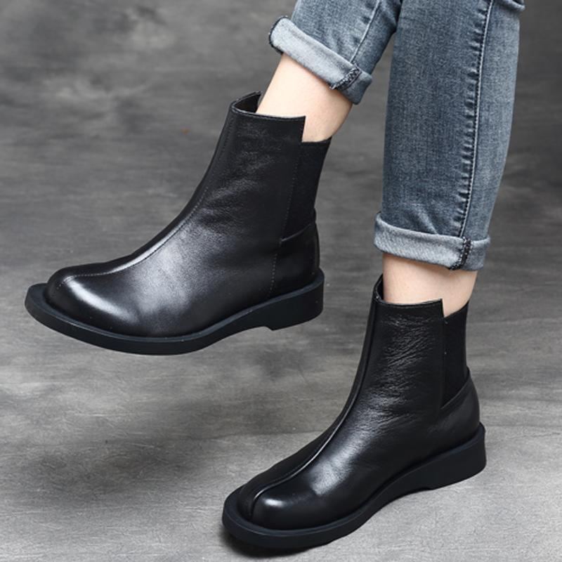 Dam Retro Rund Toe Flat Paneled Martin Boots Stövlar