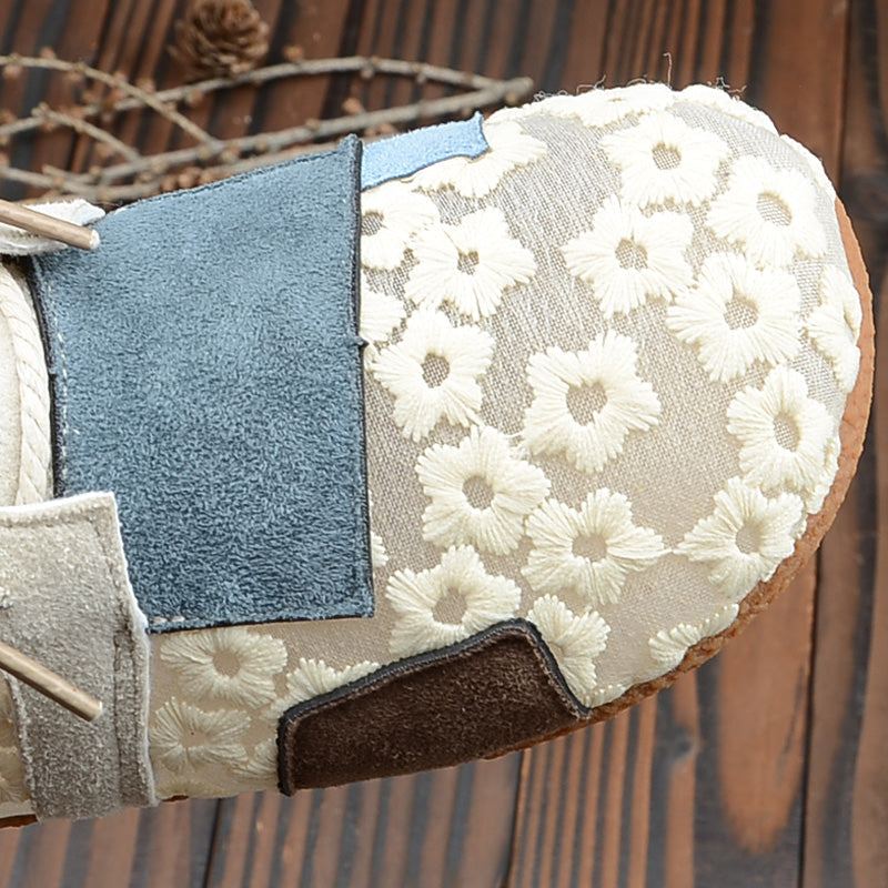 Dam Sommar Vintage Parchwork Floral Canvas Stövlar I Mesh Boots