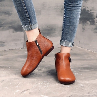 Dam Spring Retro Soft Leather Casual Stövlar Boots