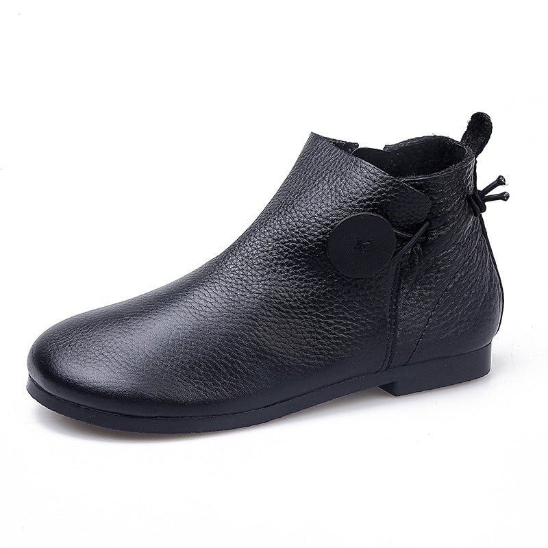 Dam Spring Retro Soft Leather Casual Stövlar Boots