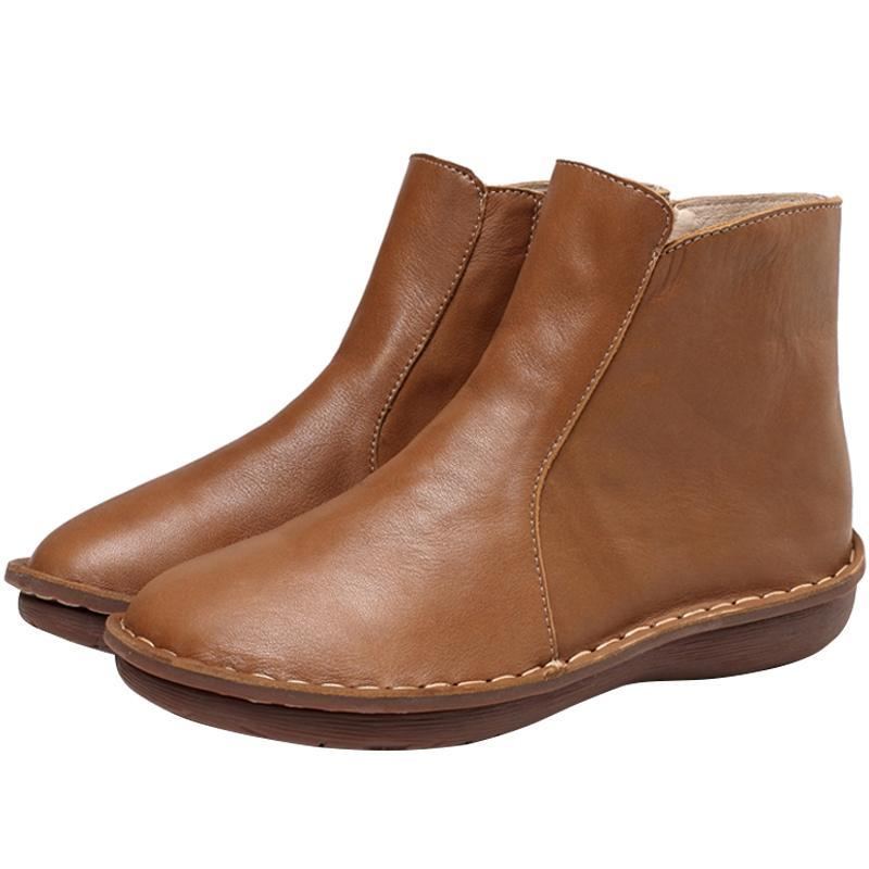 Handgjorda Retro Läder Platt Mjuk Hud Chelsea Boots Skor 35-42