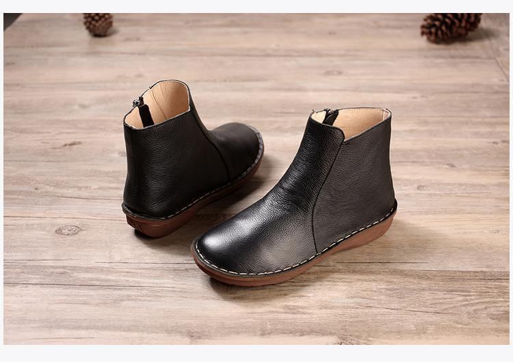 Handgjorda Retro Läder Platt Mjuk Hud Chelsea Boots Skor 35-42