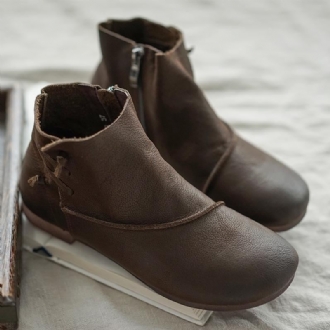 Höst Bekväm Bottom Läder Retro Dam Casual Stövlar Boots