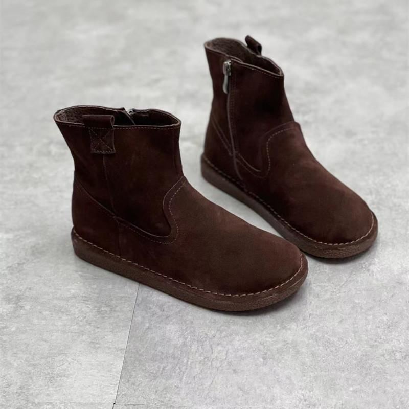 Höst Retro Läder Blixtlås Rund Head Boots