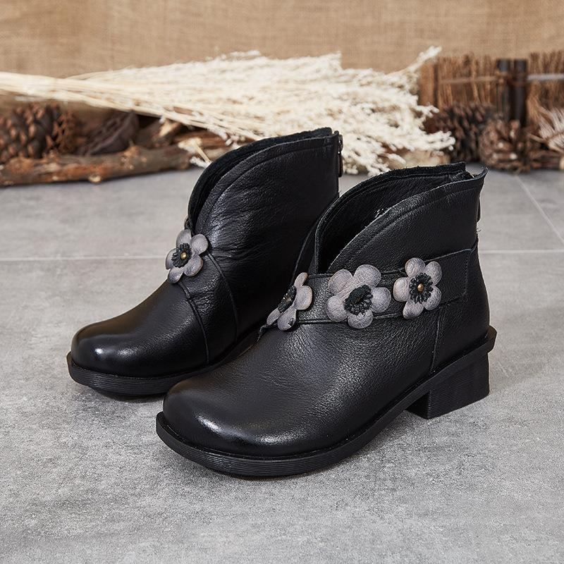 Höst Vinter Läder Handgjorda Retro Short Boots