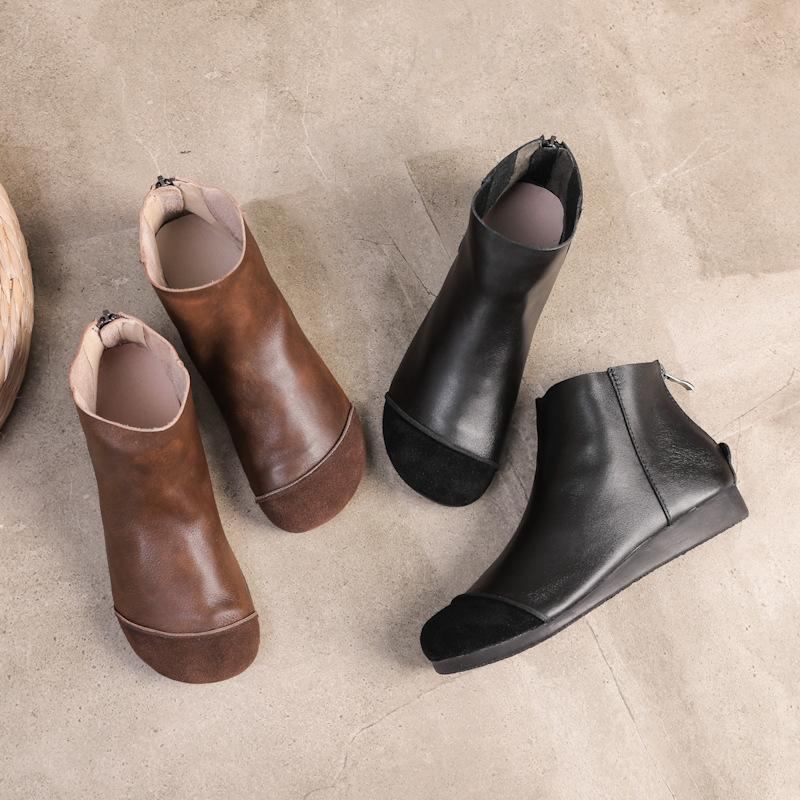 Höst Vinter Läder Platta Retro Casual Stövlar Boots