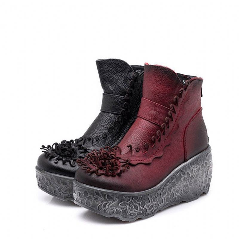 Höst Vinter Platform Wedge Dam Retro Boots