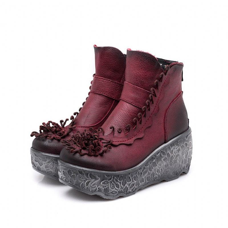 Höst Vinter Platform Wedge Dam Retro Boots