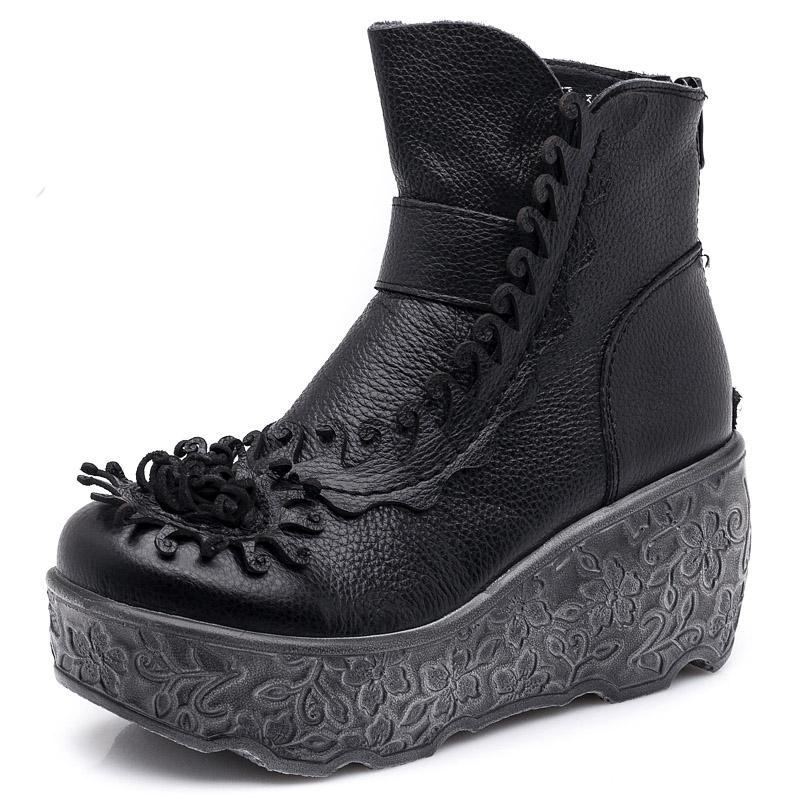 Höst Vinter Platform Wedge Dam Retro Boots