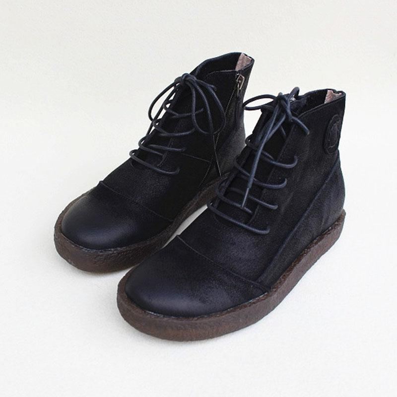 Kvinnor Läder Casual Lace Up Martin Boots Stövlar