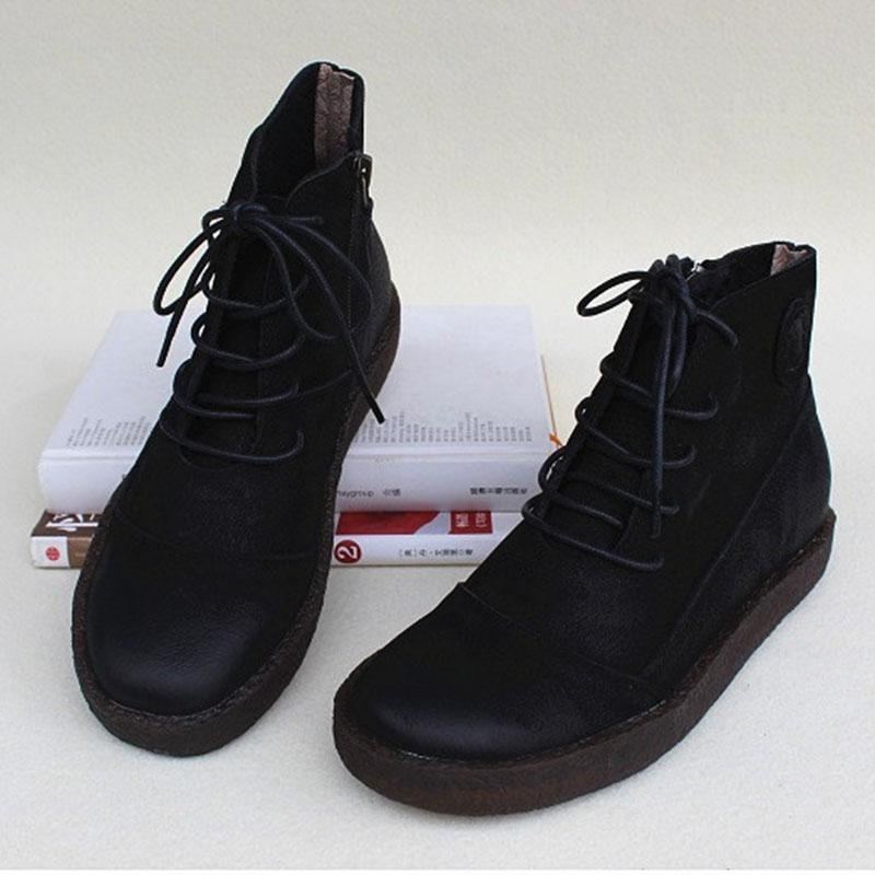 Kvinnor Läder Casual Lace Up Martin Boots Stövlar