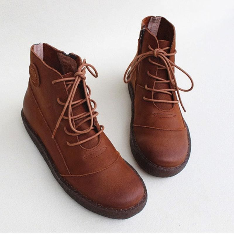 Kvinnor Läder Casual Lace Up Martin Boots Stövlar