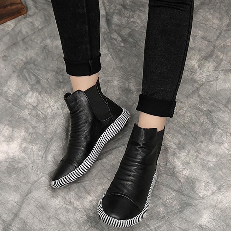 Kvinnor Läder Casual Zebra Slip-on Boots