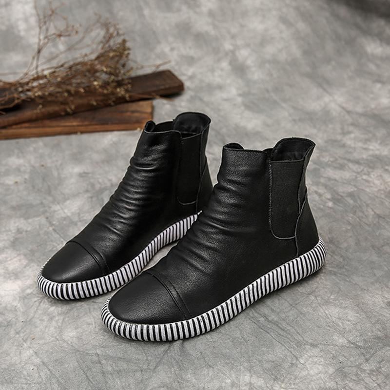 Kvinnor Läder Casual Zebra Slip-on Boots