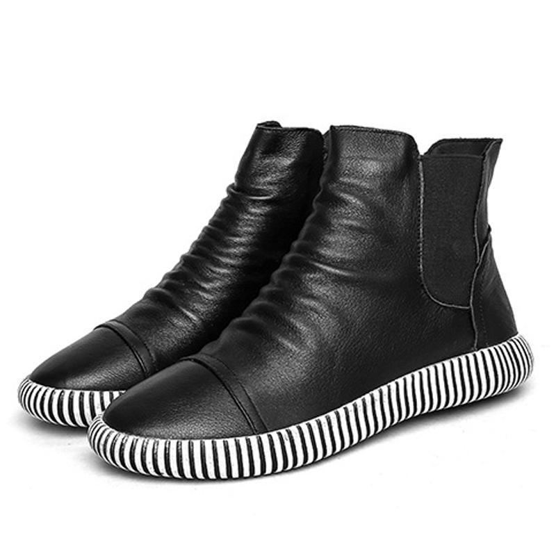 Kvinnor Läder Casual Zebra Slip-on Boots