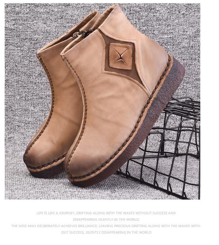 Retro Läder Flat Bottom Martin Boots Stövlar Skor