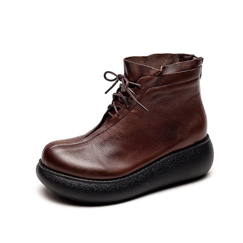 Retro Läderplattform Vår Höst Casual Stövlar Boots