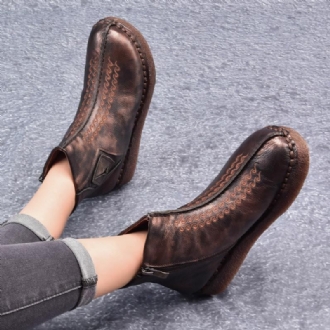 Retro Läderstövlar Flat Bottom Martin Boots Stövlar Skor