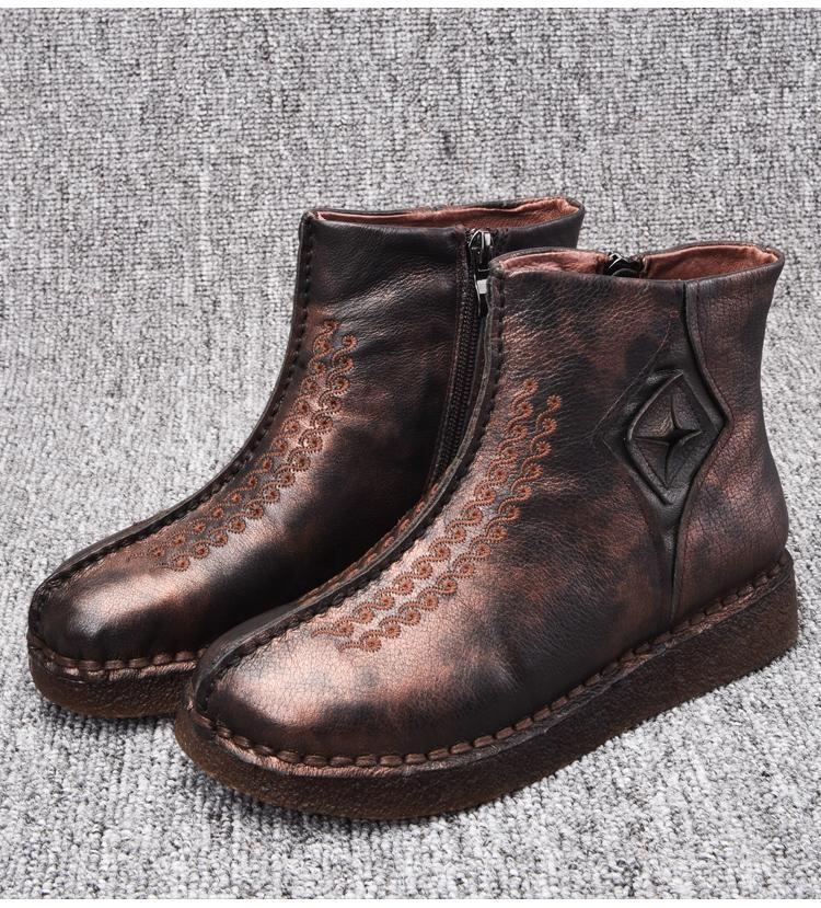 Retro Läderstövlar Flat Bottom Martin Boots Stövlar Skor