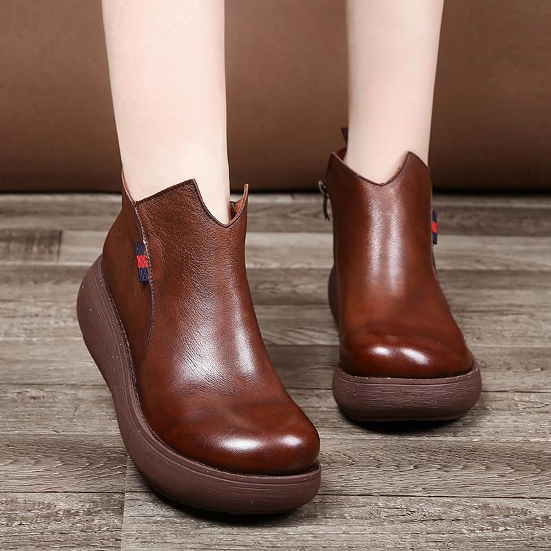 Solid Simple Platform Dam Retro Ankel Boots