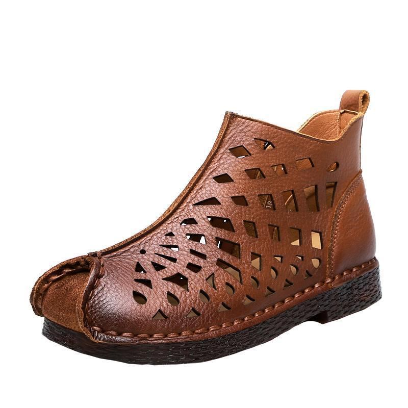 Sommar Mjuk Bottom Dam Läder Hollow Sandals Boots