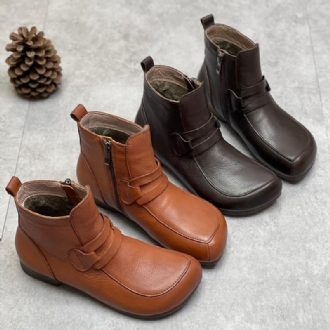 Vinter Mjuk Retro Läder Handgjorda Casual Stövlar Boots