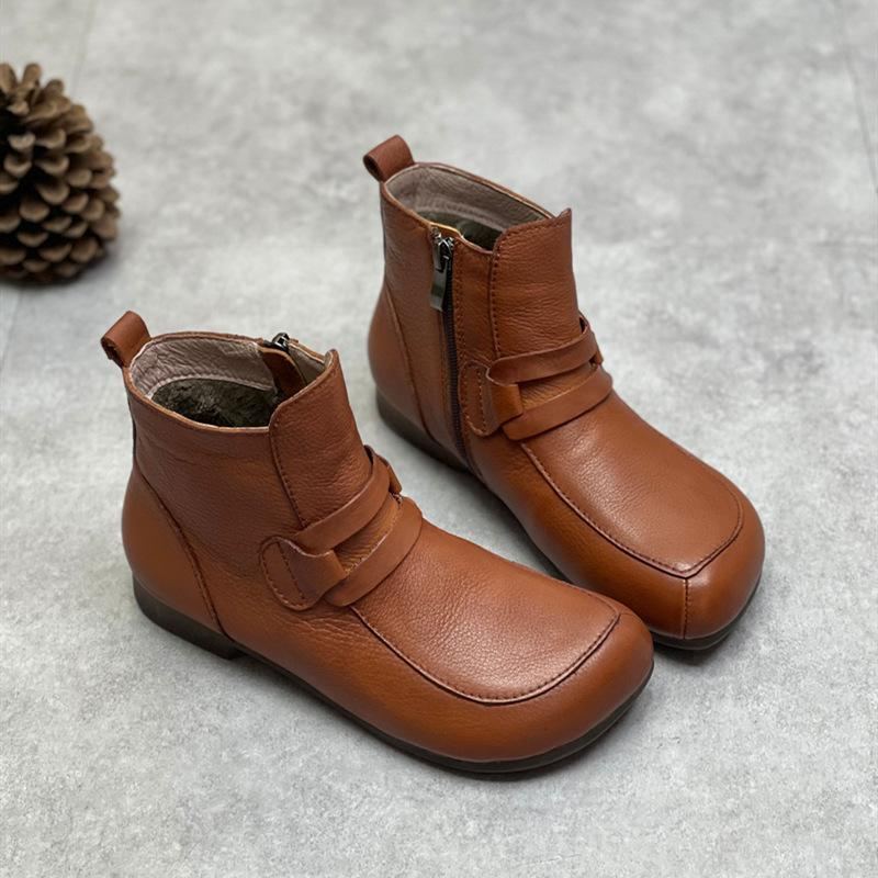 Vinter Mjuk Retro Läder Handgjorda Casual Stövlar Boots