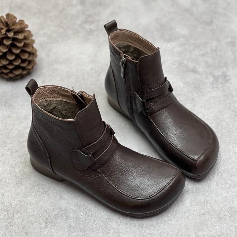 Vinter Mjuk Retro Läder Handgjorda Casual Stövlar Boots