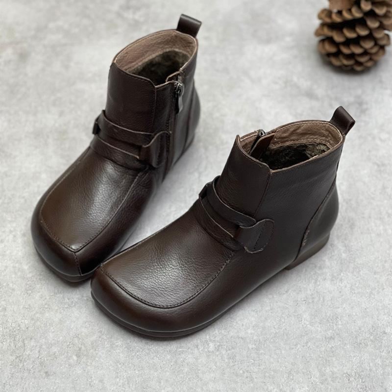 Vinter Mjuk Retro Läder Handgjorda Casual Stövlar Boots