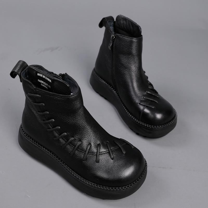 Vinter Vår Retro Läder Patch Casual Stövlar Boots